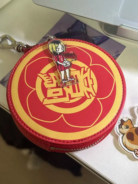 Haikyu Nekoma Leather Pouch Pop-up Beside Keyring