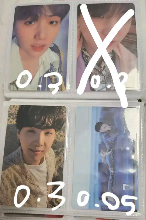 Selling official BTS photocards.