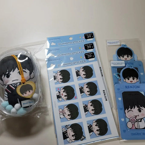 NCT Dream Renjun Moshimoshi Doll, ID photo sticker, Photocard Holder Bundle
