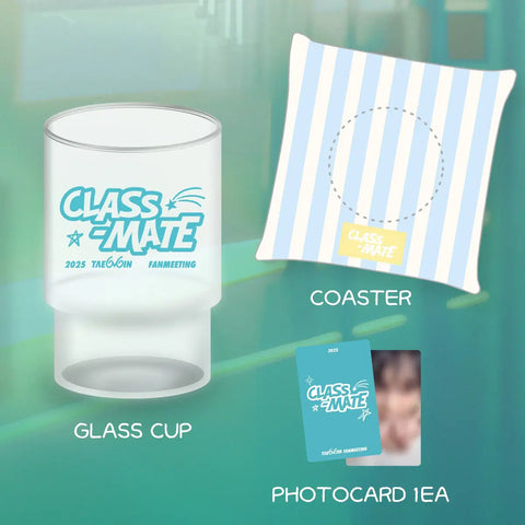 Unopened Taemin Fan Meeting Classmate Glass Cup Coaster Set Including Photocards