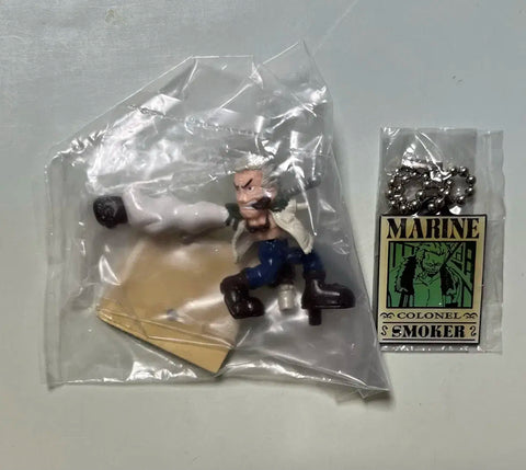 One Piece Smoker Navy Wanted Poster Keychain & Mini Figure Authentic Goods