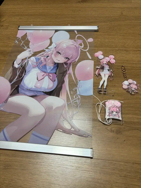 Blue Archive Hanako Keyring Omamori Poster Acrylic Stand Set