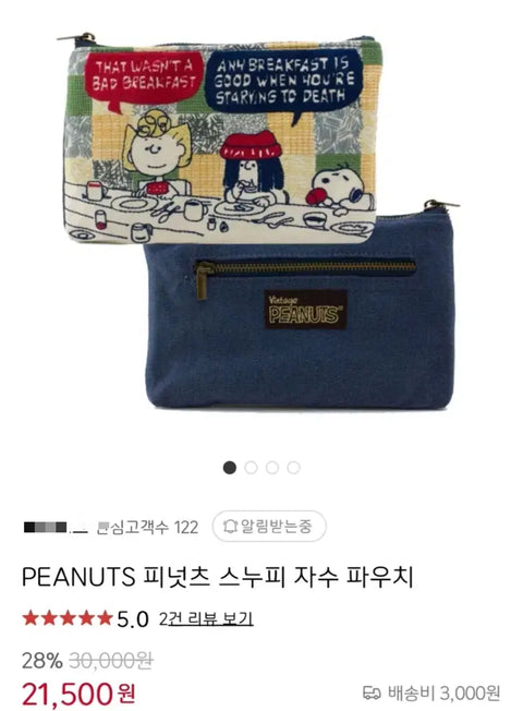 Snoopy vintage embroidered pouch