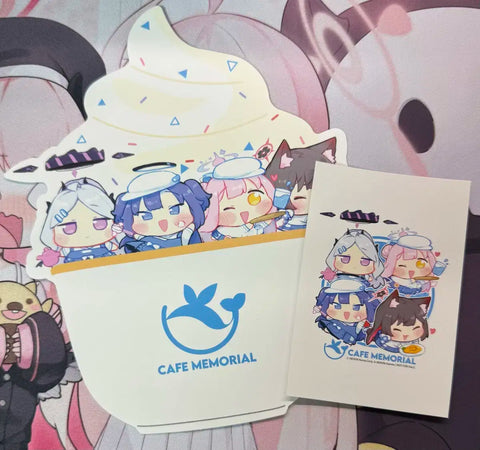 Blue Archive Cafe Memorial Goods Set Special Gift Fan Sticker