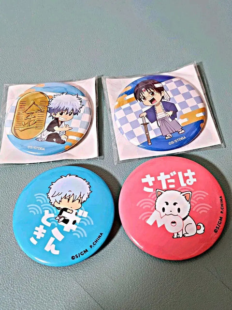 Gintoki Shinpachi Sadaharu Complete Set of 4 Gintama Can Badges