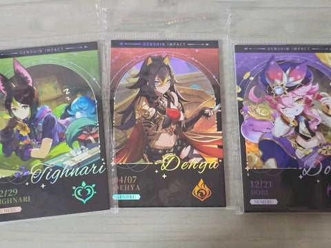 Genshin Impact PC Cafe Sumeru Summer Special Hologram Photocards Tighnari Dehya Dori