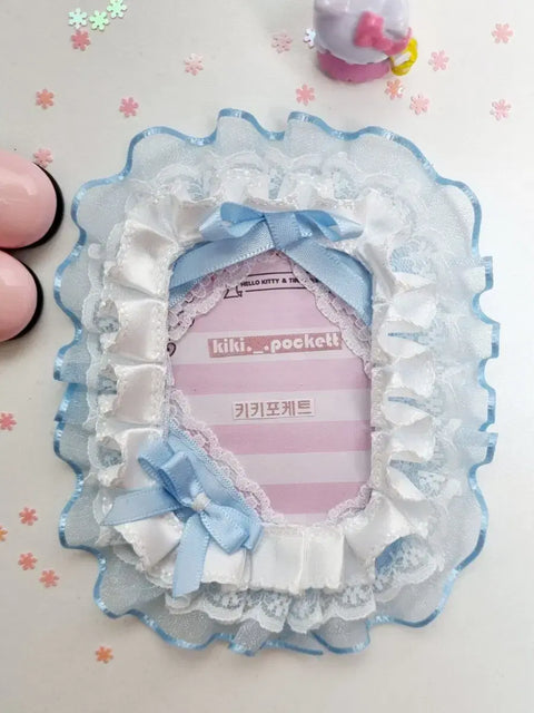 Kiki Pocket Handmade Toploader Photocard Decoration Blue Ribbon No. 11 Lace