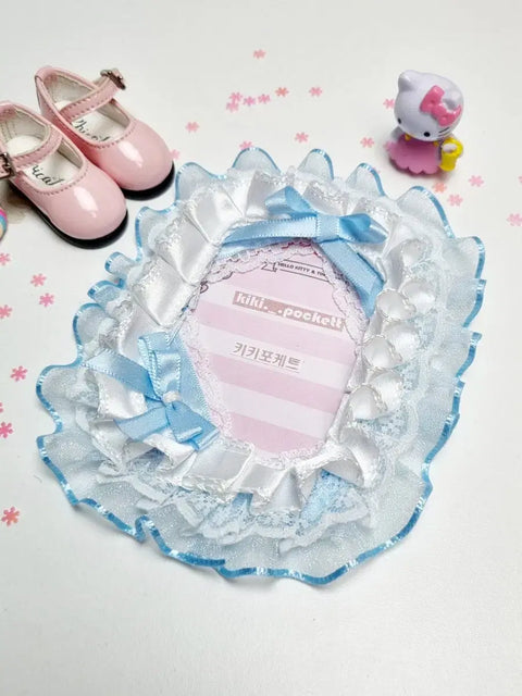 Kiki Pocket Handmade Toploader Photocard Decoration Blue Ribbon No. 11 Lace