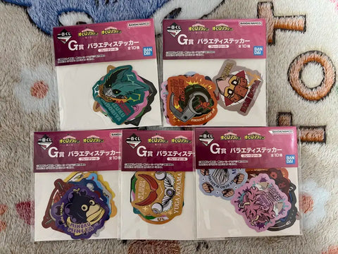 Selling a set of 5 My Hero Academia lottery G prize sticker sets.