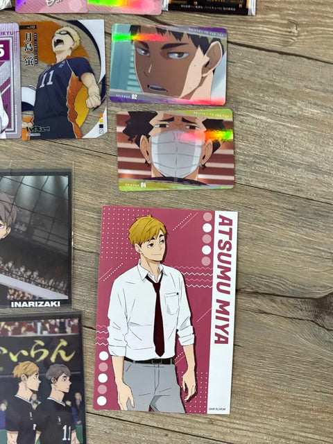 Haikyu!! goods for sale below cost, mainly featuring the Miya twins.
