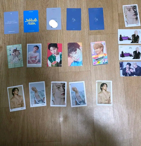 Seventeen Woozi photocards, 19 in total, sold as a set.