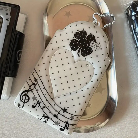 Clover Dot White Black Photocard Holder