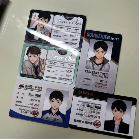 Haikyu!! Kageyama Middle School Student ID, Team Membership Card, Lovers Club, Oikawa Mail Order