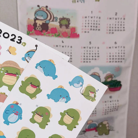 Sleepground Pixelly 2023 Calendar Fabric Calendar + Stickers