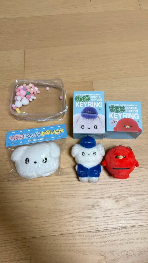Official Goods | Byeon Woo Seok Tongtong Doll + HBD Pouch Set