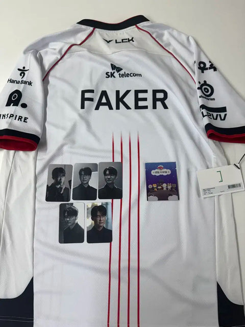 24 Worlds T1 Faker Uniform Short Sleeve With Tag + Photo Card + Ddibuseal (Sticker) + Keyring