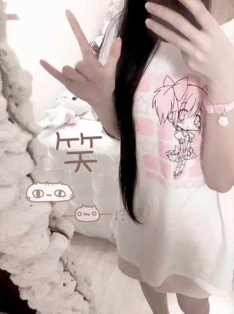 Magical Girl Madoka Magica Otaku T-shirt L Madomagi Kyubey Homura Classic Bishoujo
