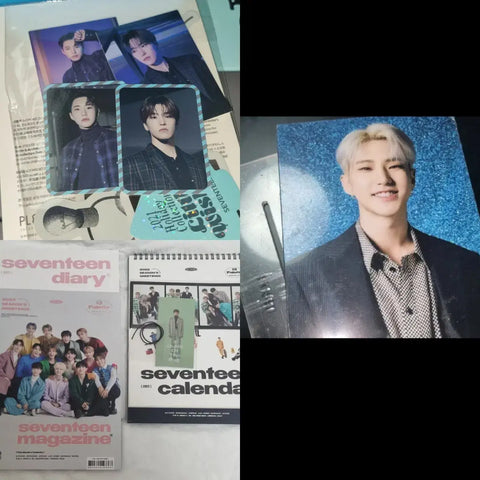 Including shipping, a bundle of Seventeen photocard, Season's Greetings goods, and album.
