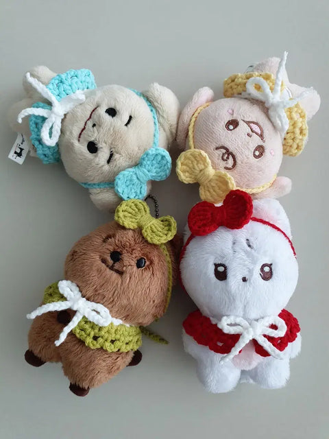 10cm Doll Knitted Outfit Cape Ribbon Set of 4, Sold as a Bundle