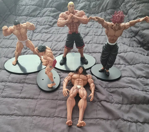 Hanma Baki, Hanma Yujiro, Jack Hanayama + Pickle figures, selling as a set.