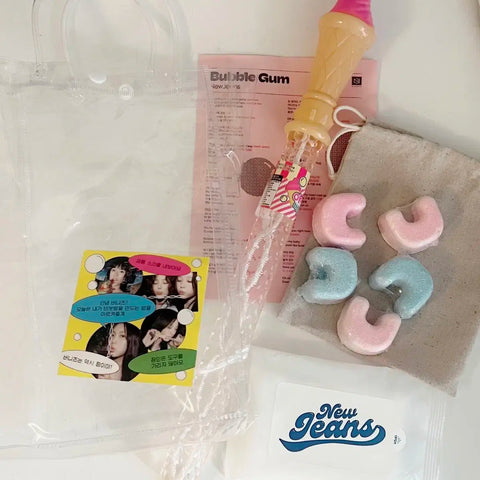 NewJeans Bubble Gum fansign pre-recording reverse support soap bubbles bath bomb transfer