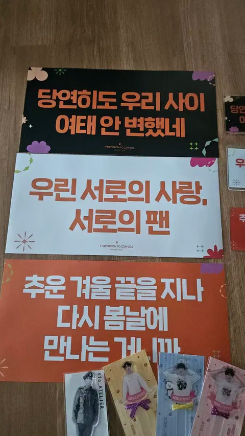 Selling unofficial BTS goods.