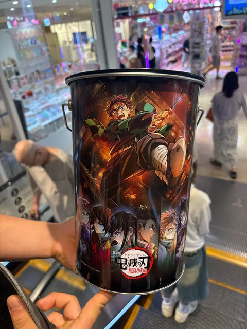 Demon Slayer figure, metal tin, popcorn container, goods