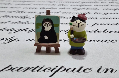Cat artist miniature figure