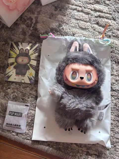 Pop Mart Labubu Fluffy Doll Gray