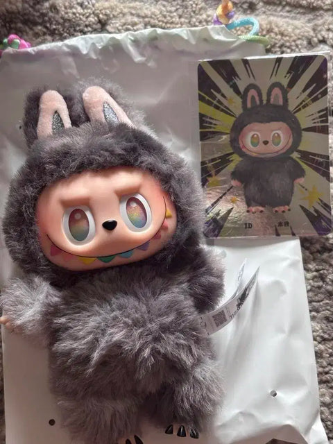 Pop Mart Labubu Fluffy Doll Gray
