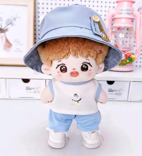 20cm plush doll clothes blue bucket hat