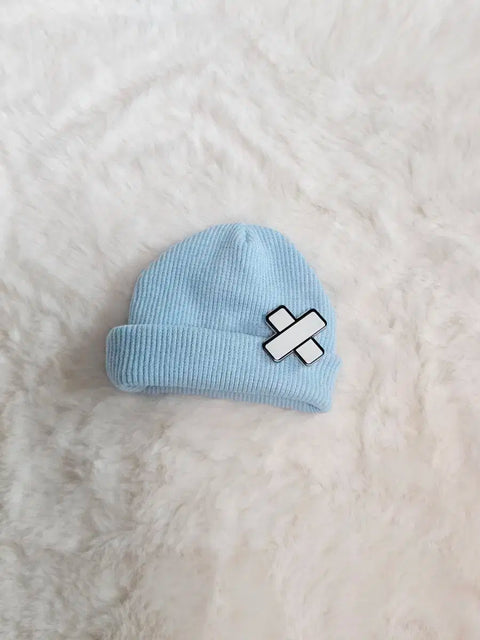 10cm doll clothes, blue beanie hat