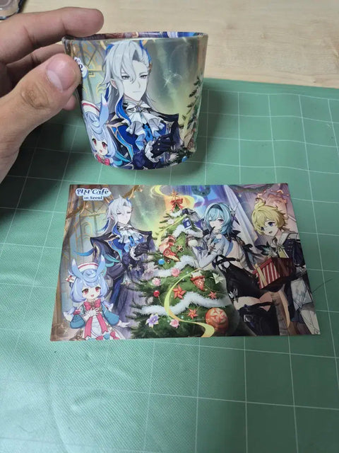 Limited Edition Genshin Impact Goods Cafe Christmas Postcard + Cup Holder