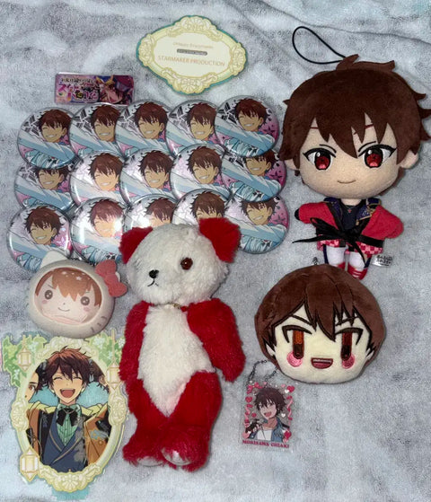 Ensemble Stars Chiaki Goods Bundle, Plushie, Ita-bag, White Suit, Badge, Acrylic Standee, Manjuu, Birthday Bear