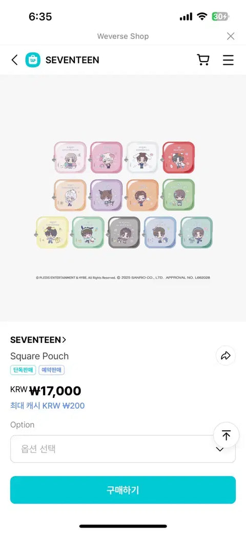 Seventeen Sanrio Collaboration Pouch