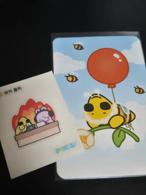 I'm selling a set of Sleepground, Pixelri, and Gakbyeol photo cards and Ddibushil stickers.