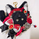 Cat Ear Can Badge Rosette Red Black 75mm