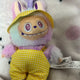 Labubu Fluffy Doll Yellow Check