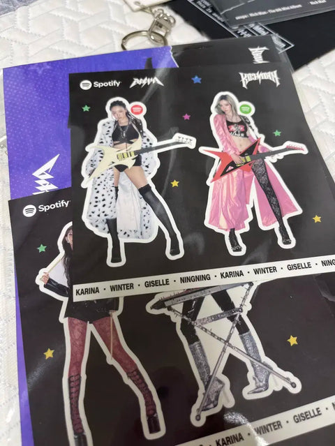 aespa Richman Spotify Pop-up 4 Member Stickers + Keychain