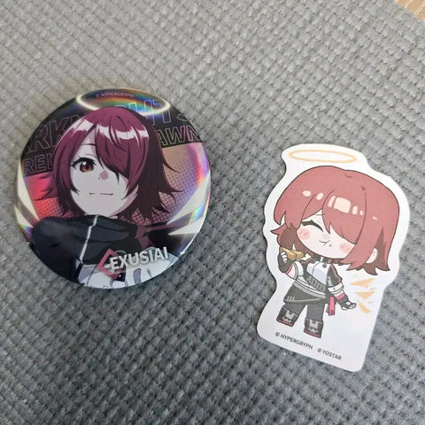 Arknights Exusiai Can Badge + Collaboration Cafe Dessert Pick Bundle