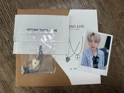 BTS Suga Guitar Pick Necklace Silver