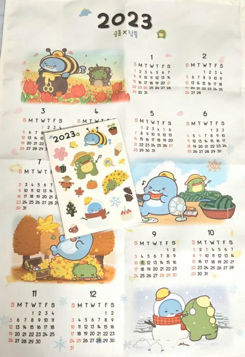 Dinosaur Sleepground 2023 Fabric Calendar + Stickers