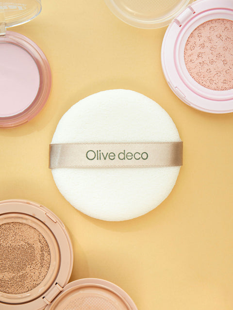 [✈️KOREA] Daiso - Olive Deco Round Caron Puff 90mm
