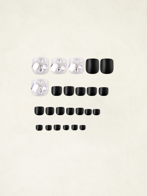 [✈️KOREA] Daiso - [Starlit Black] 25Y Too Cool For School Real Wear Pedi Tip 24pcs