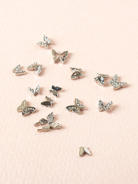 [✈️KOREA] Daiso - Silver Butterfly Nail Parts, 15 pieces