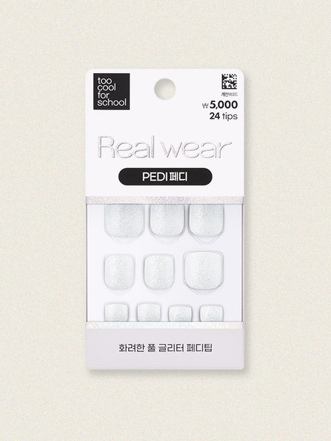 [✈️KOREA] Daiso - [White Shine] 25Y Too Cool For School Real Wear Pedi Tip 24pcs