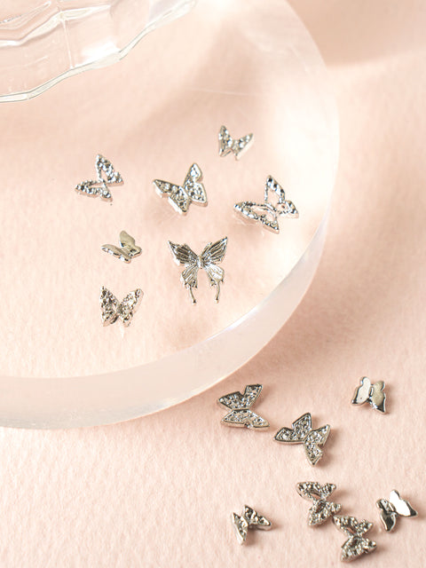[✈️KOREA] Daiso - Silver Butterfly Nail Parts, 15 pieces