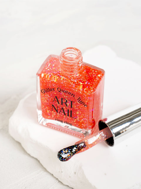 [✈️KOREA] Daiso - Ring Ring Art Nail 13 ml Glitter Queen Red
