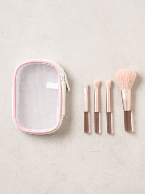 [✈️KOREA] Daiso - Mesh Pouch & Makeup Brush 4-Piece Set