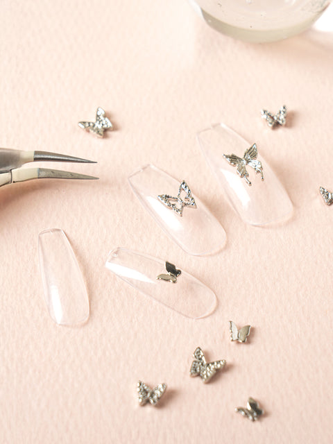 [✈️KOREA] Daiso - Silver Butterfly Nail Parts, 15 pieces